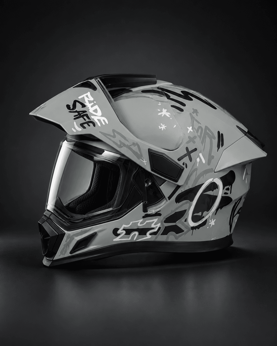 Ride Safe - Silver Adventure motorcycle helmet